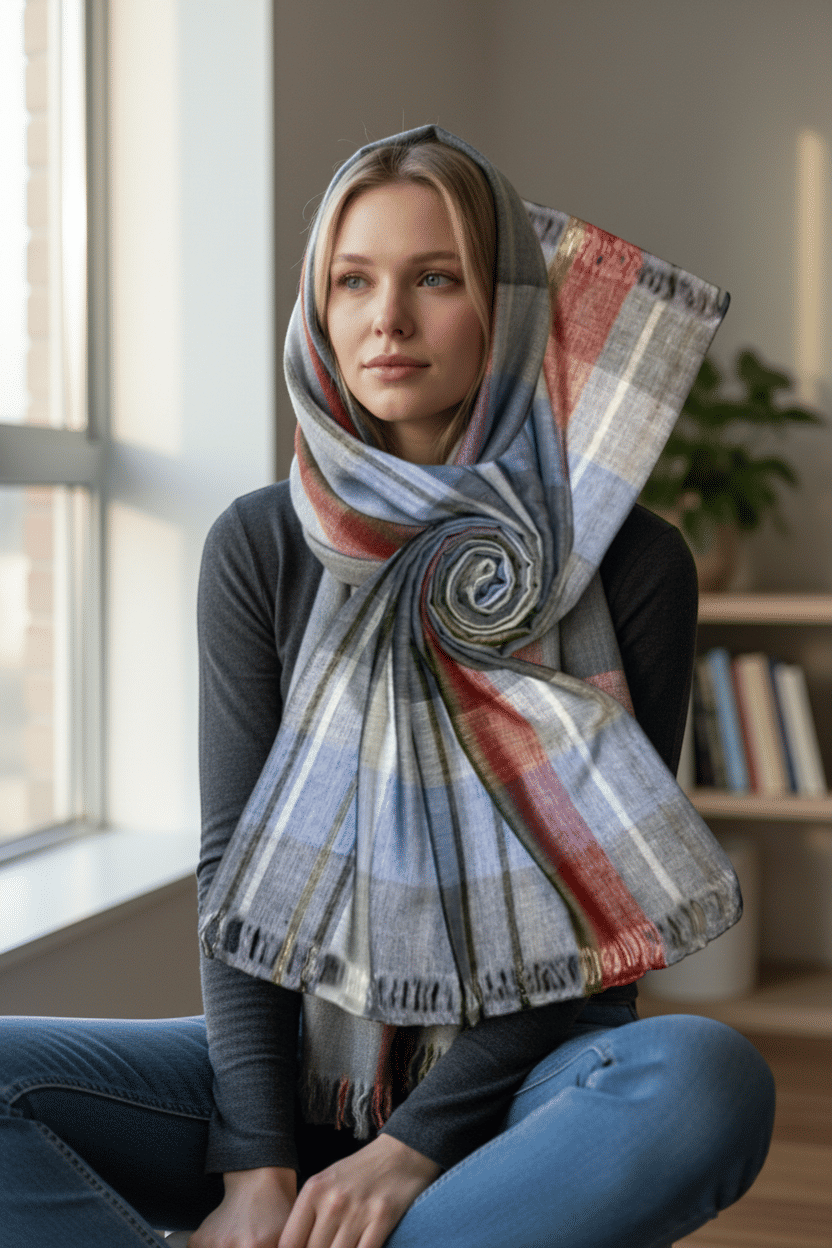 Grey/Blue Handloom Scarf